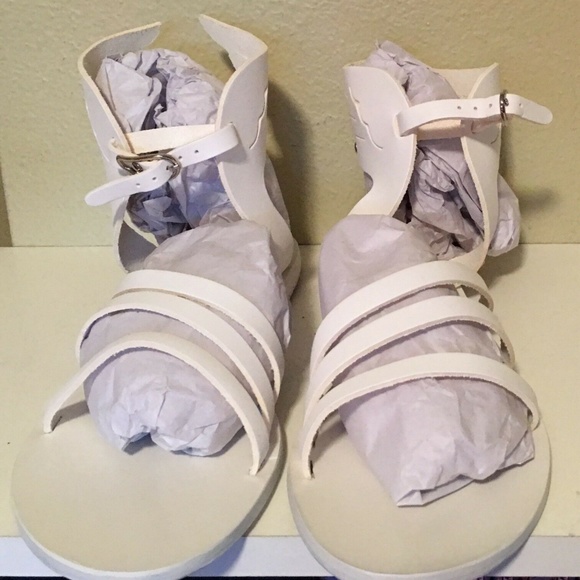 ANCIENT GREEK SANDALS White Leather Winged Ikaria - Picture 2 of 7